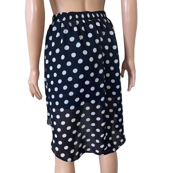 D-signed Disney high low black & white polka dot light weight skirt SZ L zip up - Picture 4 of 9